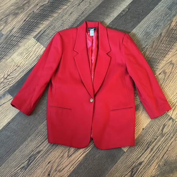 Vintage Requirements Wool Blend Red Womens Blazer Size 16 - Picture 7 of 7
